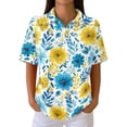 thumbnail image 2 of IYYVV Womens Waffle Polo Shirts Short Sleeve T-Shirt Summer Casual Tennis Work Athletic Tops Fashion Floral Printed Tee Dark Blue 3XL, 2 of 5