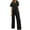 Black, variant on UJNDER Women's Stylish Solid Color Lapel Wide Leg Pantsuit Pant Suits for Women Black M