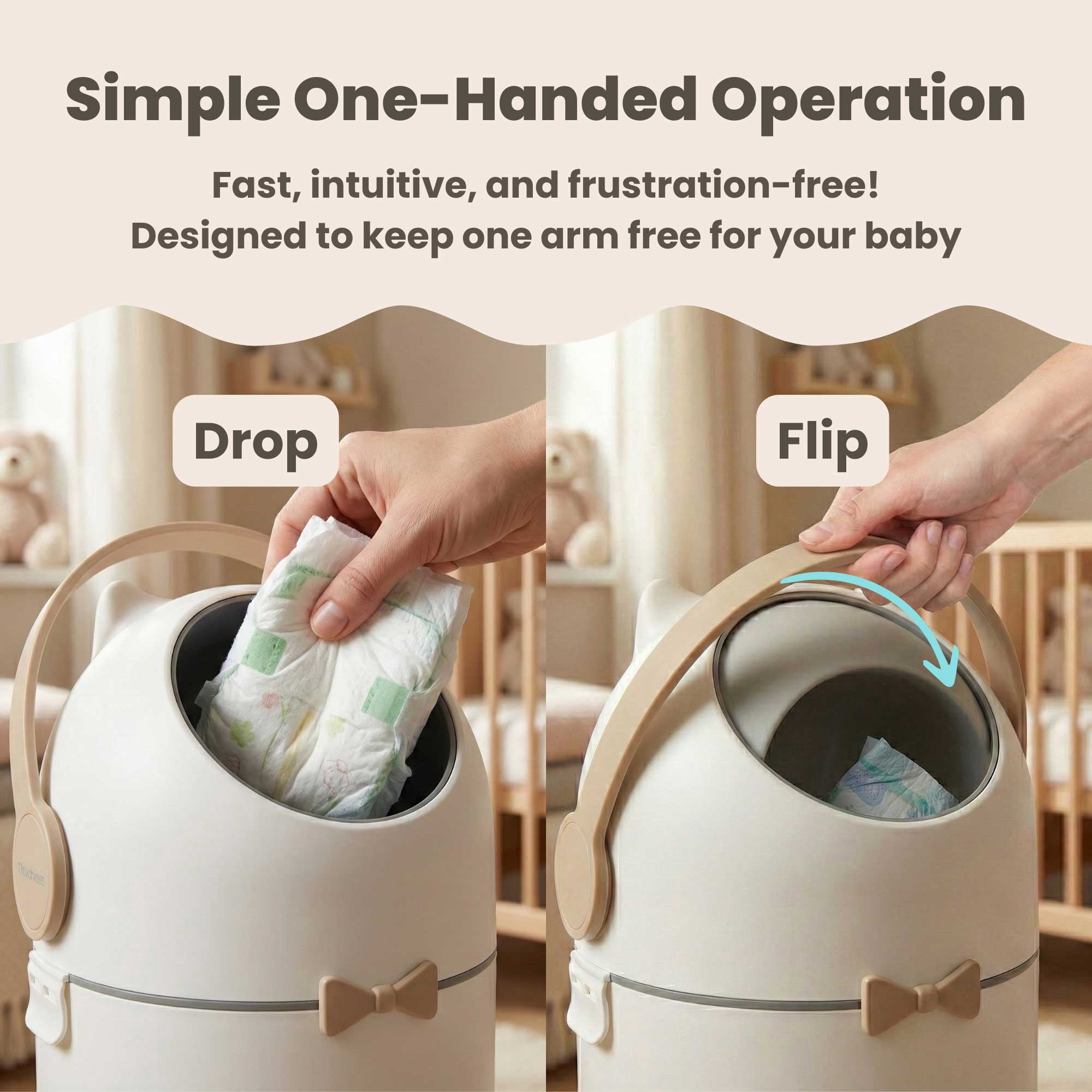 iTouchless Odorless Diaper Pail (Boho Ivory)