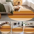 thumbnail image 5 of Burnt Orange Ombre Stripe Round Area Rug 5 FT, Non Slip Bedroom Rugs, Farmhouse Striped Gradient Washable Soft Circular Carpet Non-Shedding Floor Mat for Kitchen Dining Room Foyer Balcony Dorm, 5 of 8