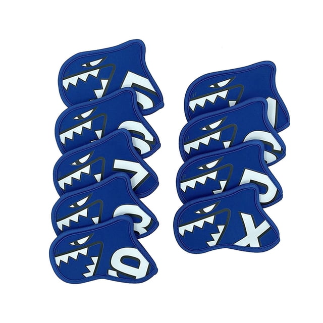 bedienty Ensemble de 9 Pcs de Housses de Fer de Golf Extérieur Tenue de Golf Club Sports Résistant Jaune Couvre-Chefs Bleu 14x10cm