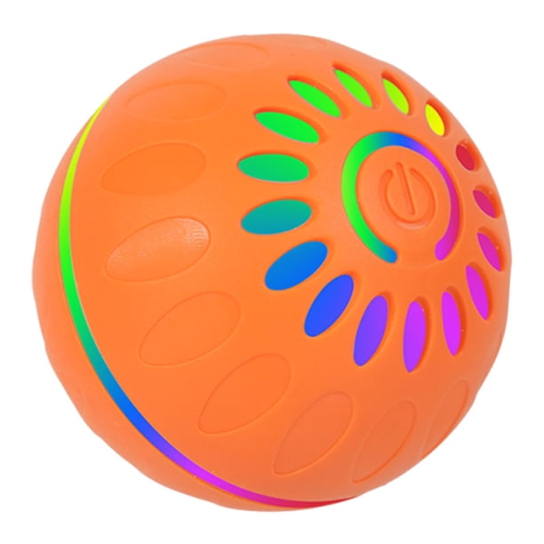 Pelota interactiva para perros con luz colorida, recargable por USB, para entrenamiento de ejercicio. Naranja