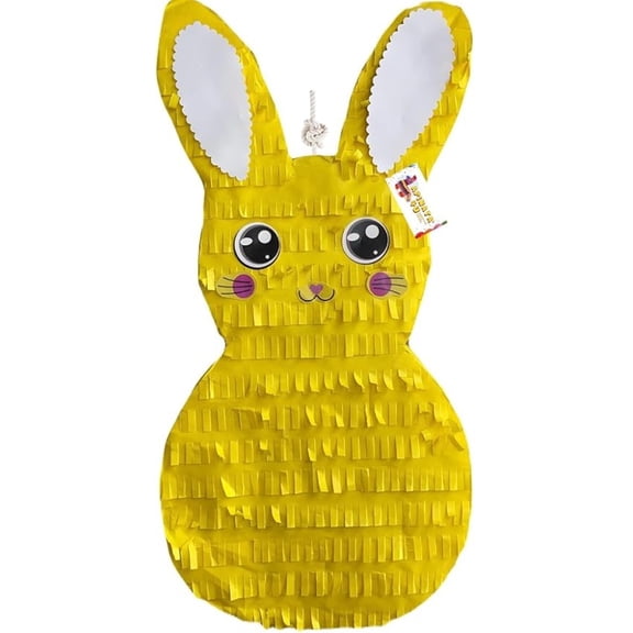 APINATA4U 20" Tall Easter Bunny Piñata Yellow Color Easter Theme Party Easter Party Supplies Easter Decorations Marshmallow Pinata