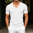 thumbnail image 2 of yillto Mens V Neck Shirts Cotton Short Sleeve Breathable Big and Tall Tops Summer Loose Plain Tee, 2 of 7