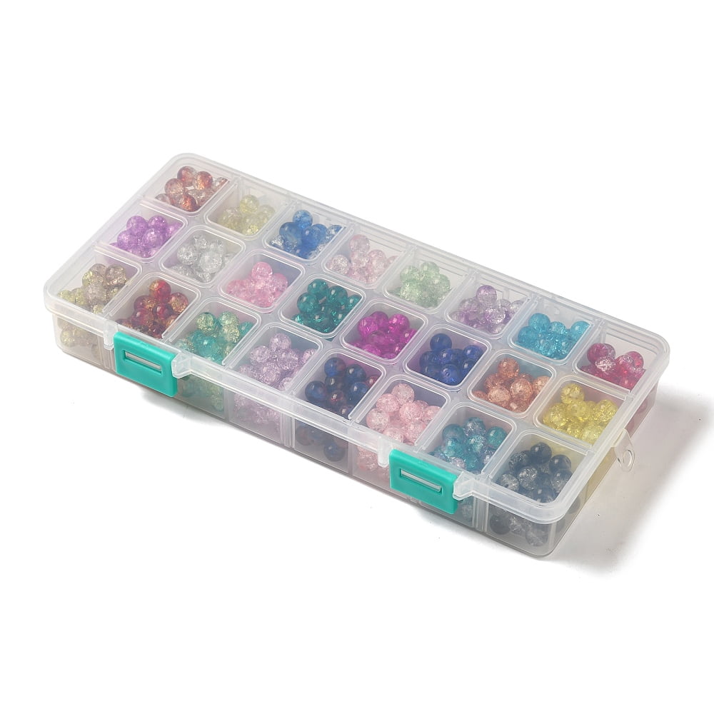 Spray Painted Crackle Glass Beads Round Mixed Color 8mm Hole: 1.3~1.6mm