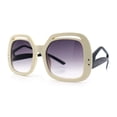 thumbnail image 4 of Womens Thick Plastic Rectangle Butterfly Retro Diva Sunglasses Ivory Black - Smoke, 4 of 8