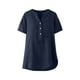 thumbnail image 2 of TaTaai Summer V Neck Casual Top, Women's Half Button Open Front Design, Linen Inspired Short Sleeve Solid Color Shirt Gift, 2 of 9