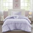 thumbnail image 6 of Noaman Lavender Tassel Comforter Set with Heart Pillow, Full/Queen Size, 86x86 Inches, Polyester Bedding Set with 2 Shams, 6 of 12