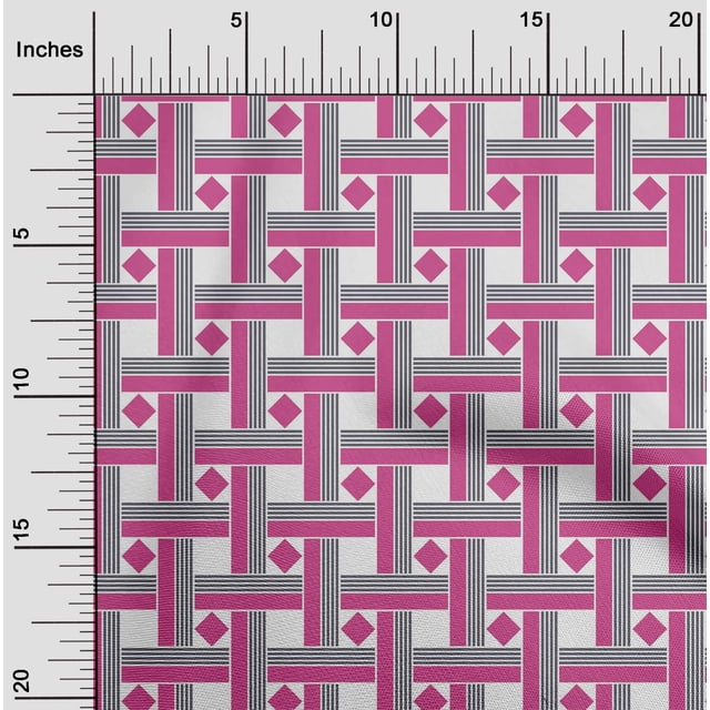 oneOone Viscose Chiffon Fabric Diamond & Basketweave Geometric Print Sewing Fabric BTY 42 Inch Wide