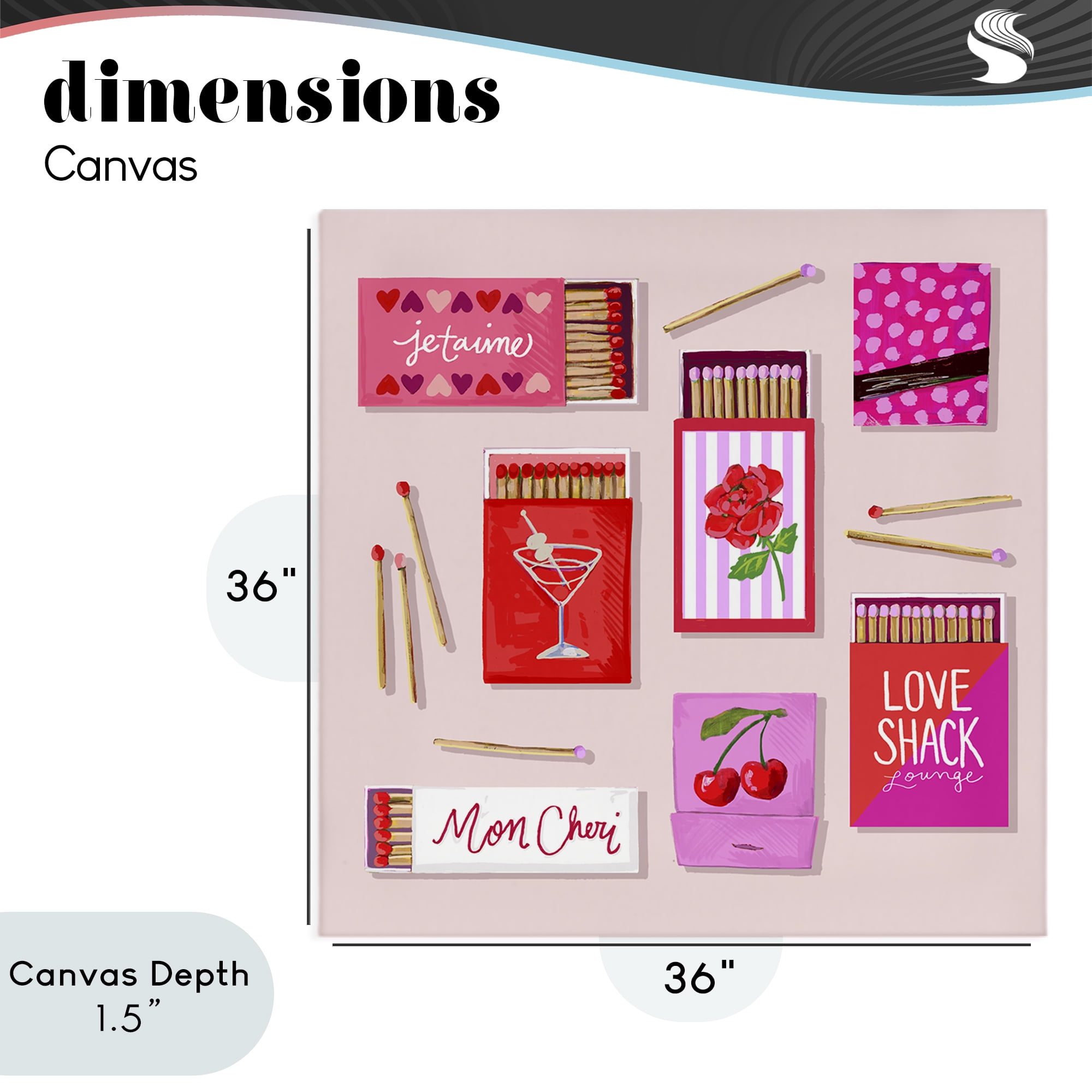 Stupell Industries Je T'aime Romantic Matchbox Set Canvas Wall Art, design by Rachael Reese