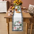 thumbnail image 2 of Spring Pink Flowers Table Runner 108 Inches, Country Plants Leaves Bird Farmhouse Check Bed Runner Dresser Scarves Tabletop for Indoor Outdoor Parties/Ceremony/Banquet, 13"x 108", 2 of 9