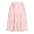 thumbnail image 5 of Women's Plaid Gingham Midi Skirts A-Line Elastic High Waisted Tiered Flowy Skirts Soft Ruffled Vacation Skirt, 5 of 8