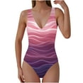 thumbnail image 2 of Xuyuer Women's Boho Floral Print One Piece Swimsuit V-Neck Tummy Control Push Up Vintage Retro Bathing Suits, 2 of 6