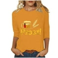 thumbnail image 1 of Chandail à Capuche Oversize pour Femmes, Col Rond, Manches 3/4, Ample, Jaune, 1 of 5