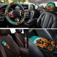 thumbnail image 4 of HUIACONG Aztec Horse Car Seat Cover Set Western Car Steering Wheel Cover with Armrest Cover Seat Belt Pads Headrest Cover Coasters Keychain 14 Pcs Universal Seat Covers for Trucks SUV, 4 of 8