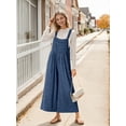 thumbnail image 4 of Cueply Jumpsuits for Women Winter Warm Loose Adjustable Strap Bib Overalls Wide Leg Pants with Pockets, 4 of 6