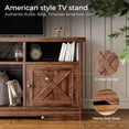 thumbnail image 5 of Casaottima TV Stand for 65 Inch TV, Farmhouse Entertainment Center with Power Outlet & LED Light and Storage Cabinets, Console Table and Media Furniture for Living Room Bedroom, Walnut, 5 of 16