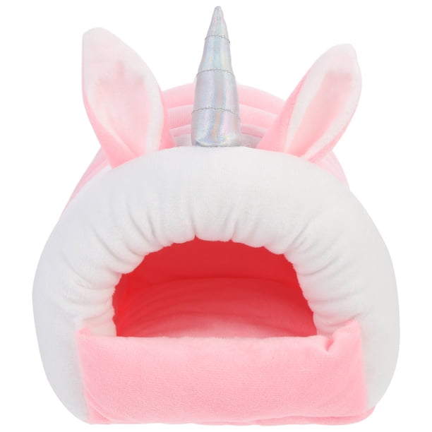 Nido para hámster, cómoda casa para dormir para mascotas pequeñas, jaula flexible para mascotas, casa para mascotas con forma de unicornio