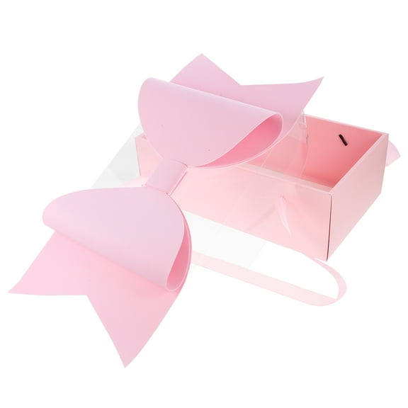 FRCOLOR Pink Gift Box with Bowknot for Storage Made of Paperboard and PVC Elegant and Durable 6 x 4 x 3.5 inches