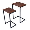 thumbnail image 2 of C Shape Wooden Nesting Side End Table with Metal Frame, Set of 2, Brown and Black, 2 of 2
