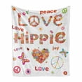 thumbnail image 1 of Groovy Soft Flannel Fleece Throw Blanket, Love Hippie Flowers Season Ladybird Ladybugs Nature Flourishes Art Print, Cozy Plush for Indoor and Outdoor Use, 70" x 90", Multicolor, by Ambesonne, 1 of 5