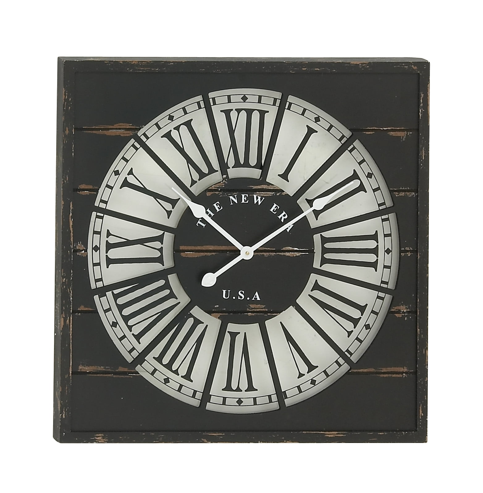 Decmode Traditional Wooden Square Wall Clock