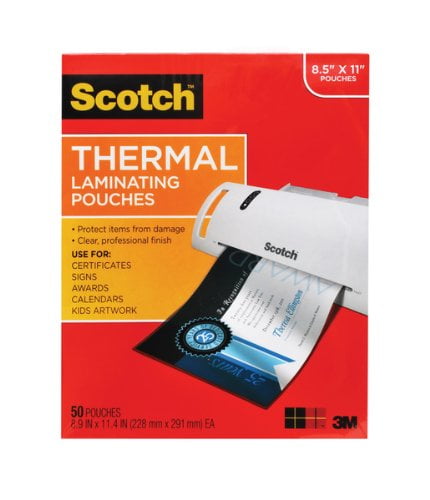 ,Clear 3 mil Thick,2 Pack of 50 TP3854-50 8.9 x 11.4-Inches Scotch Thermal Laminating Pouches 