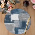 thumbnail image 3 of Blue Grey Ombre Round 15 Inch Placemats Set of 4, Abstract Vintage Oil Painting Gradient HeatResistant Non Slip Place Mats for Dining Table, Wipeable Braided Kitchen Table Mats for Housewarming, 3 of 9