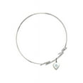 thumbnail image 2 of 8 inch Round Double Loop Bangle Bracelet w/ Heart medal charm w/ March Blue Swarovski Crystal, 2 of 3