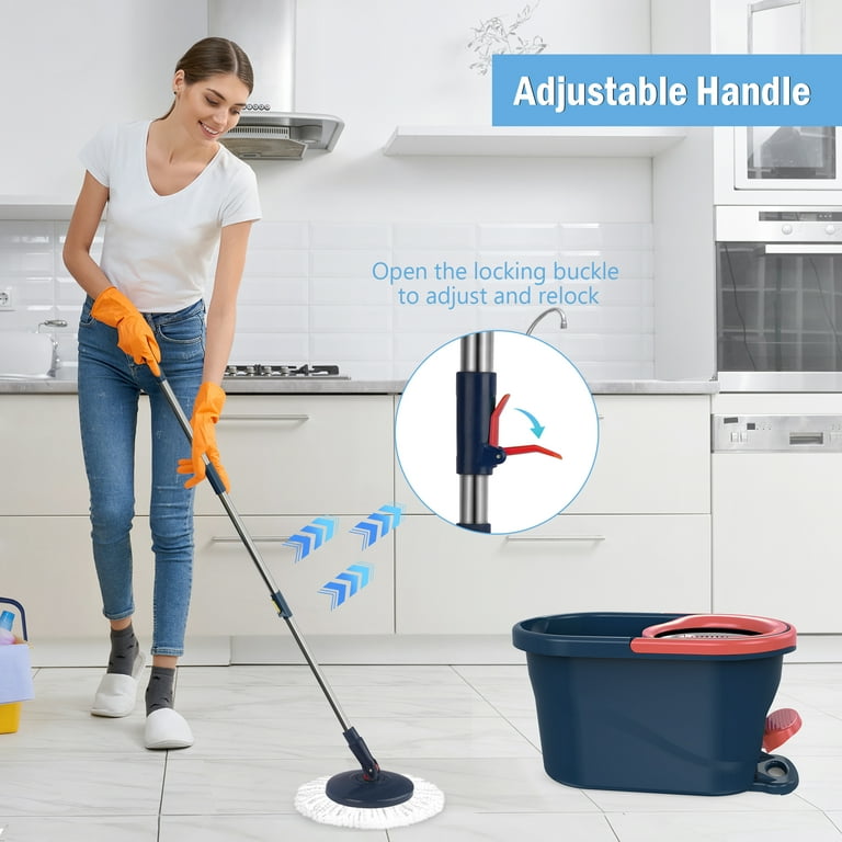 SUGARDAY Spin Mop and Bucket System with Wringer Set for Floors Cleaning