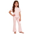 thumbnail image 5 of Riecok Girls Summer Outfits 2 Piece Lounge Sets Short Sleeve Tops and Pant Breathable Casual Matching Clothing Pink 12 Months, 5 of 8
