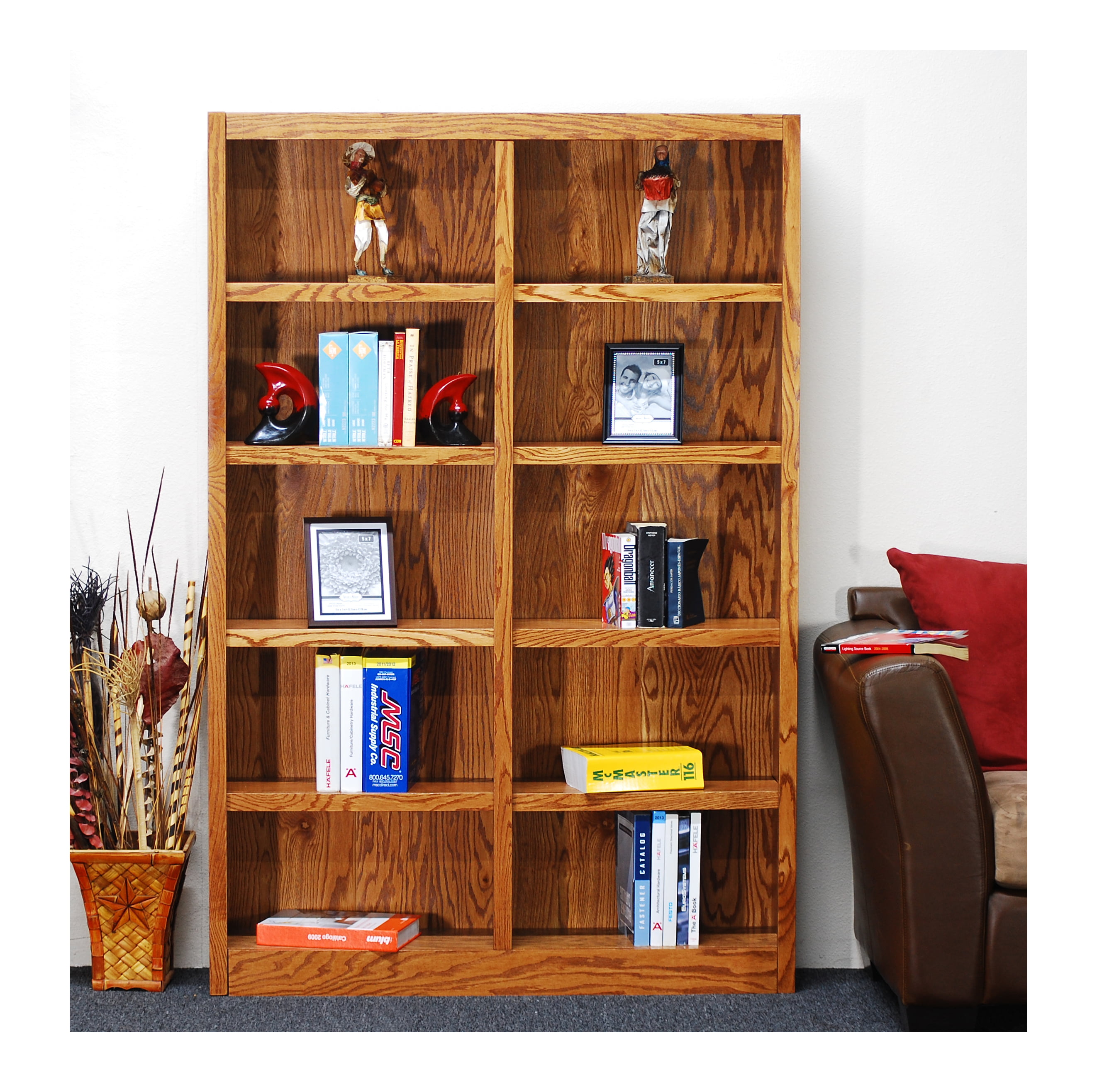 Concepts In Wood 10 Shelf Double Wide, 40 Inch Tall Bookcase With Doors