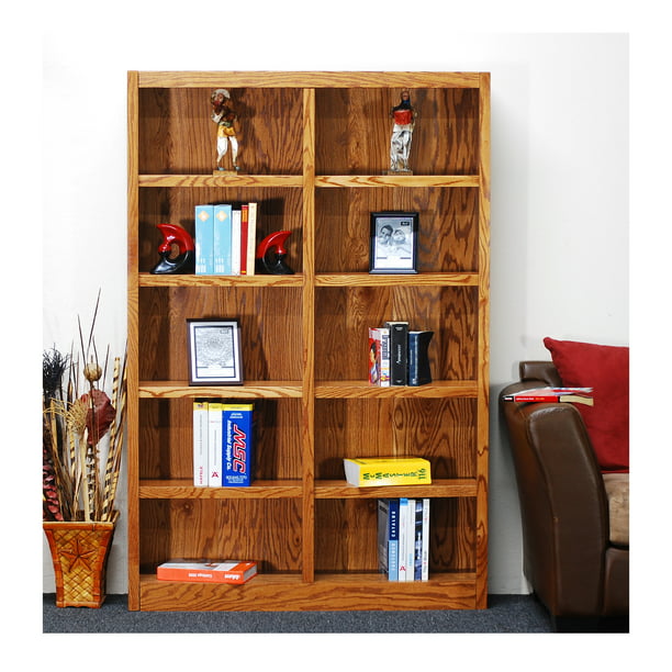 Concepts In Wood 10 Shelf Double Wide, 72 Inch Narrow Bookcase With Doors