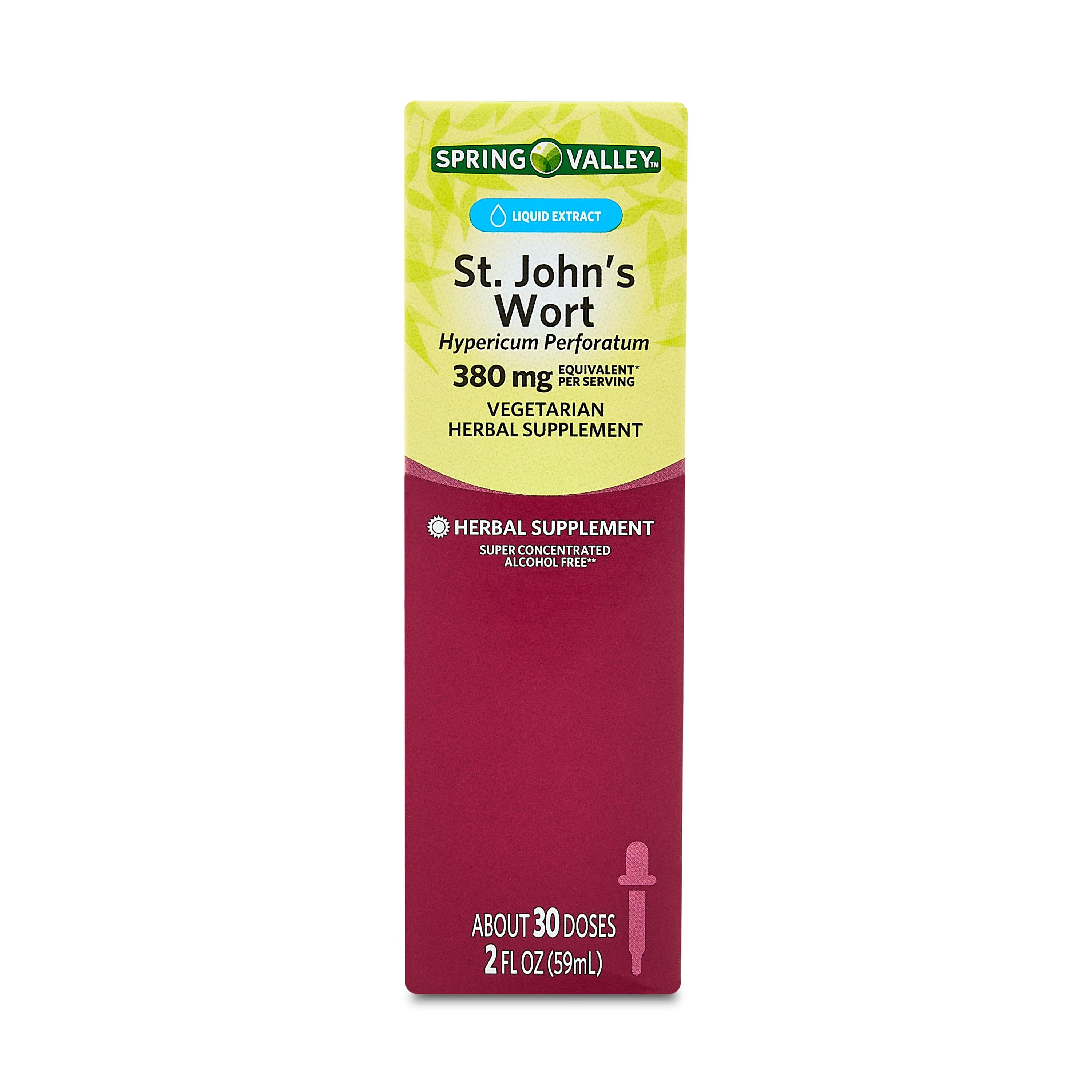 (3 pack) Spring Valley St. John's Wort Vegetarian Herbal Supplement Liquid Extract, 380 mg, 2 fl oz