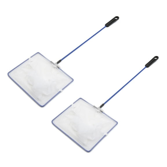 Unique Bargains 2pcs 6" Wide Blue White Nylon Mesh Fish Landing Cleaning Net for Aquarium