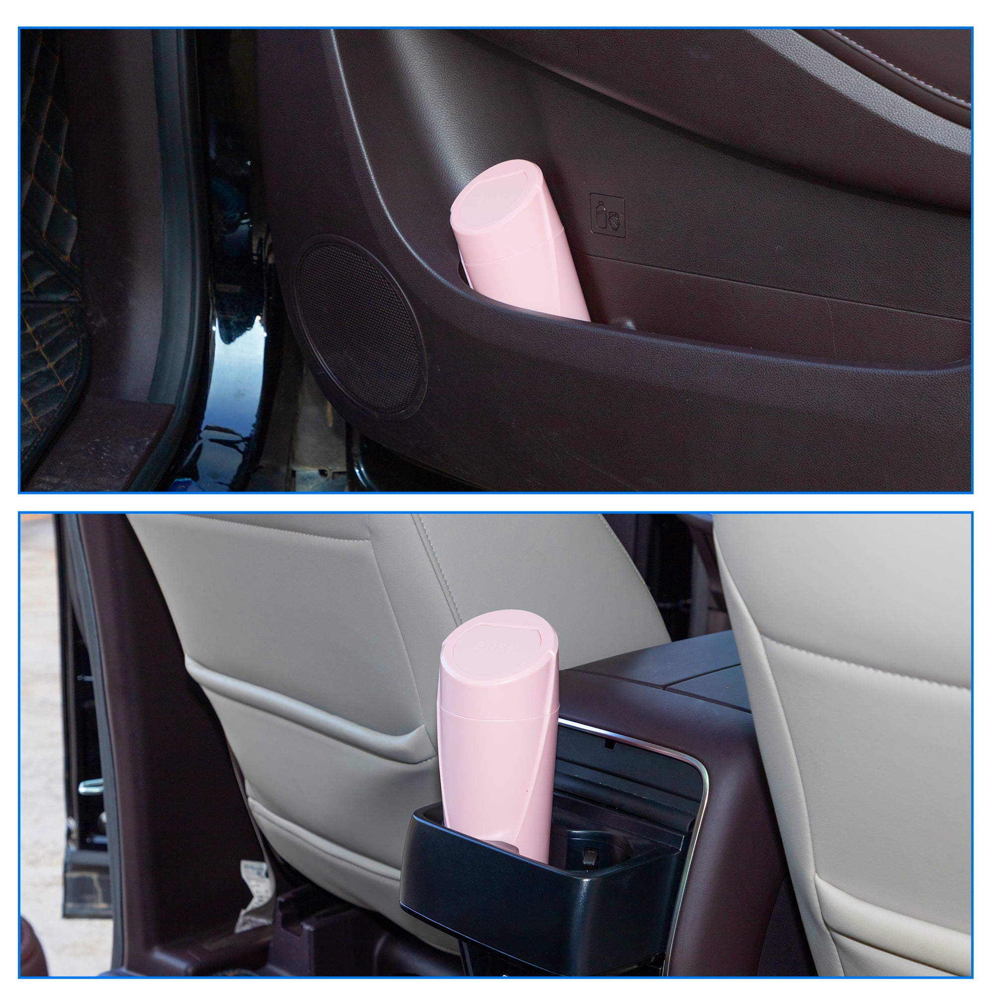 Unique Bargains 1 Pcs Car Trash Can 3.1x7.9in Bin Auto Portable ABS Cup Pink