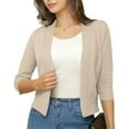 thumbnail image 7 of Fartey Women's 3/4 Sleeve Shrugs Cardigan Lightweight Cropped Tops Fall Knitted Open Front Business Casual Solid Color Work Cardigans Beige XXL, 7 of 7