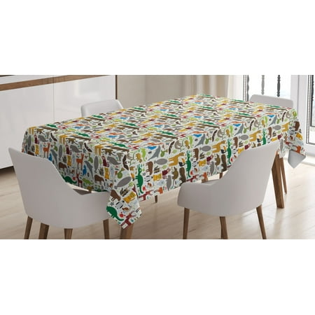 

Tropical Tablecloth Animals from Exotic South America Armadillo Sloth Anteater Capybara Seal Toucan Rectangular Table Cover for Dining Room Kitchen 60 X 90 Inches Multicolor by Ambesonne
