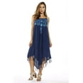 thumbnail image 1 of Riviera Sun Dress / Dresses for Women (Dark Denim with Turquoise Embroidery, 2X), 1 of 3