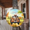 thumbnail image 3 of Hello Fall Autumn Akita Pumpkins Pickup Truck Round Wood Sign Inu Dog Lover Hanging Wall Home Decor - 13011, 3 of 5