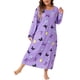 thumbnail image 2 of Pijamas de talla grande para mujer Agnes Orinda, vestido de dormir de manga larga con cuello redondo, bata de noche casual para el Día de San Valentín 1X púrpura claro, 2 of 6