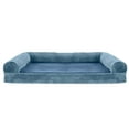 thumbnail image 3 of FurHaven Pet Products Faux Fur & Velvet Orthopedic Sofa Pet Bed for Dogs & Cats - Harbor Blue, Jumbo, 3 of 13