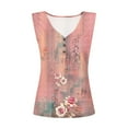thumbnail image 4 of Womens Tank Tops $4.98 Buttons Sleeveless V-Neck Summer Printed Casual Tunic Tops Pink XL, 4 of 5