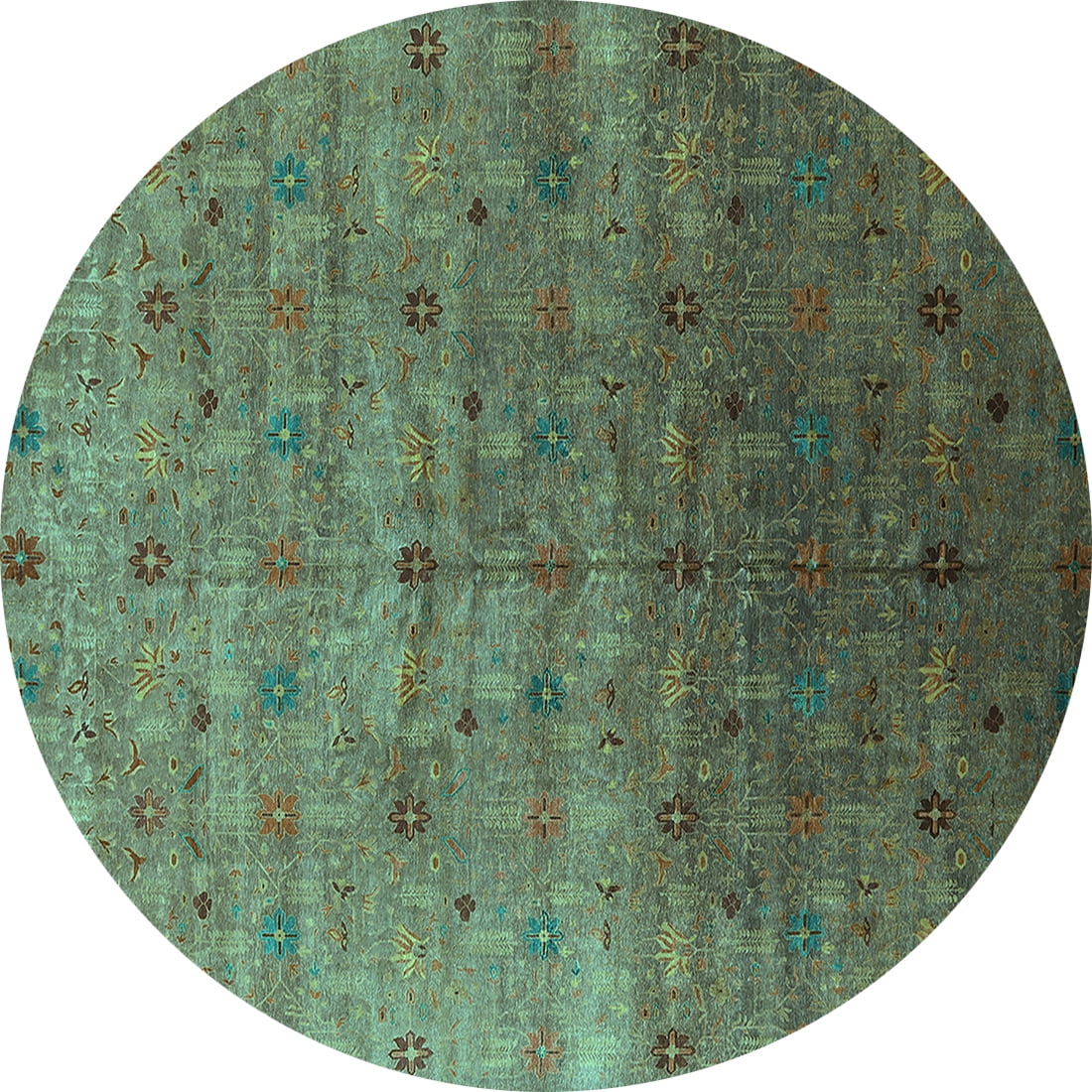 Ahgly Company Indoor Round Oriental Turquoise Blue Industrial Area Rugs ...