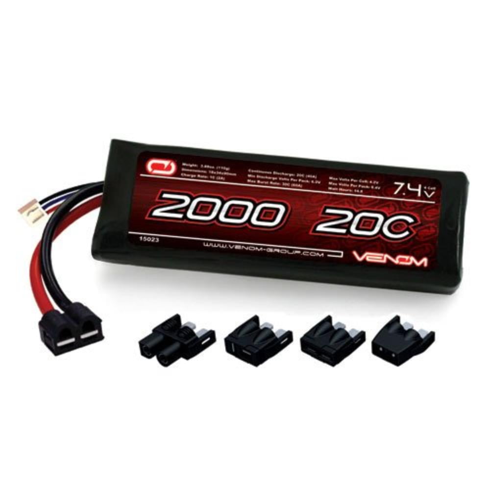 Venom 20C 2S 2000mAh 7.4V LiPo Battery with Universal Plug (EC3/Deans