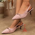 thumbnail image 3 of Kitten Heels for Women Trendy Metal Chain Pointed Closed Toe Slingback Sandals Elegant Party Prom Dress Shoes Pink Size 7.5, 3 of 7