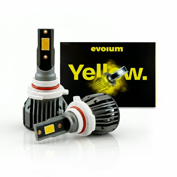 Luces Led para Auto - EVOLUM - Modelo Yellow 11,000 lúmenes - Resistencia al Agua - Haz de luz Perfecto (9006)