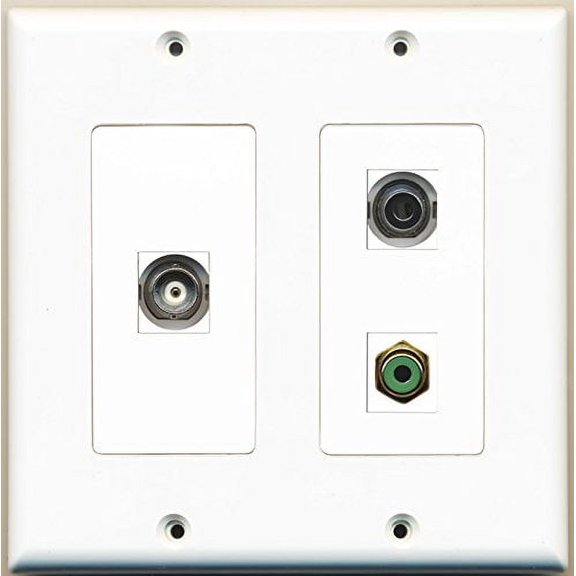 RiteAV - 1 Port RCA Green 1 Port 3.5mm 1 Port BNC - 2 Gang Wall Plate