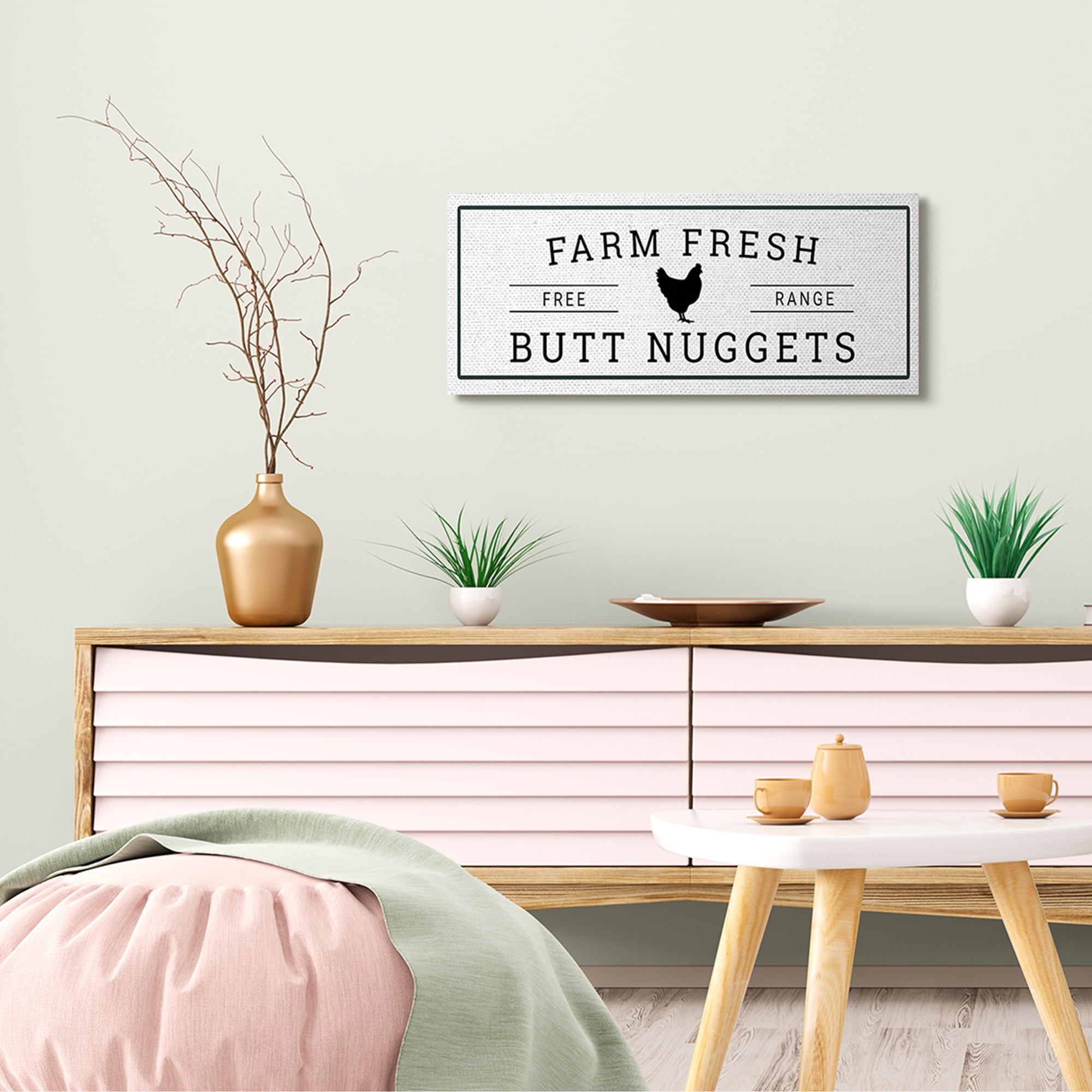 Stupell Home Décor Farm Fresh Butt Nuggets Funny Chicken Word Design Canvas Wall Art by Susan Ball