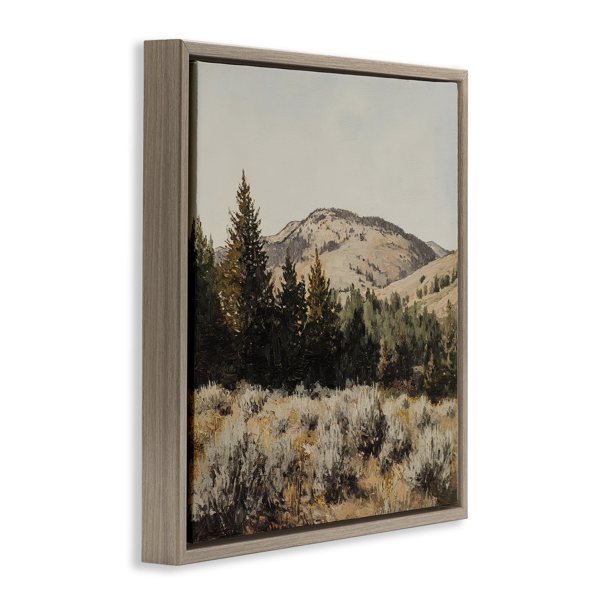 Stupell Industries Cedar Mountain View Brown Framed Floater Canvas Wall Art, design by Petal Prints Design
